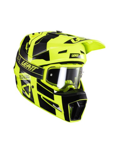 LEATT NOWOŚĆ KASK MOTO 3.5 V24 (+GOGLE VELOCITY 4.5 GRATIS) HELMET KIT CITRUS KOLOR CZARNY/ŻÓŁTY FLUO ROZMIAR S (55-56 cm)