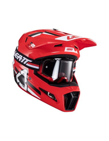 LEATT NOWOŚĆ KASK MOTO 3.5 V24 (+GOGLE VELOCITY 4.5 GRATIS) HELMET KIT RED KOLOR CZERWONY/CZARNY/BIAŁY ROZMIAR L (59-60 cm)