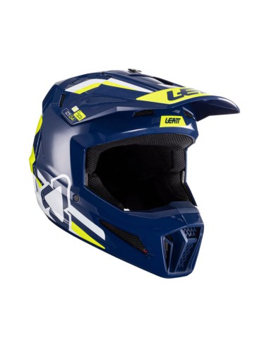 LEATT NOWOŚĆ KASK MOTO 3.5 JUNIOR (DZIECIĘCY) V24 HELMET BLUE KOLOR GRANATOWY/ŻÓŁTY FLUO/BIAŁY ROZMIAR M (51-52 cm)