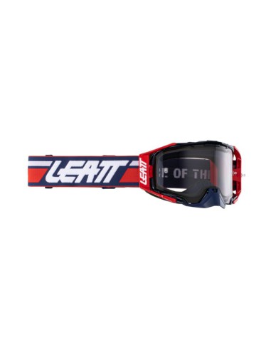 LEATT NOWOŚĆ GOGLE VELOCITY 6.5 GOGGLE ROYAL LIGHT GREY 58% - KOLOR GRANATOWY/CZERWONY/BIAŁY SZYBKA DYMIONE LUSTRO SZARA