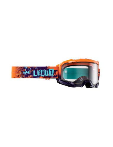 LEATT NOWOŚĆ GOGLE VELOCITY 4.5 GOGGLE ORANGE CLEAR 83% - KOLOR POMARAŃCZOWY FLUO/NIEBIESKI SZYBKA PRZEŹROCZYSTA