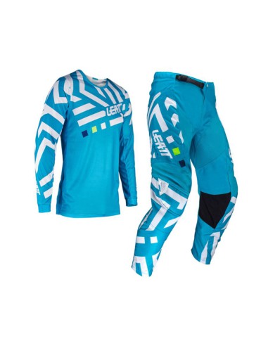 LEATT NOWOŚĆ ZESTAW (KOMPLET) KOSZULKA + SPODNIE MOTO RIDE KIT 3.5 CYAN KOLOR NIEBIESKI/BIAŁY ROZMIAR S