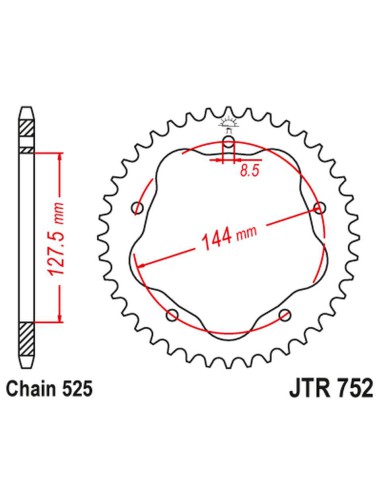 JT ZĘBATKA TYLNA 4320 36 ALUMINIOWA (ERGAL) DUCATI BIPOSTO 916 '94-'00, BIPOSTO/SPS 996 '99-'01, 998/S '02-'03, MONSTER 795