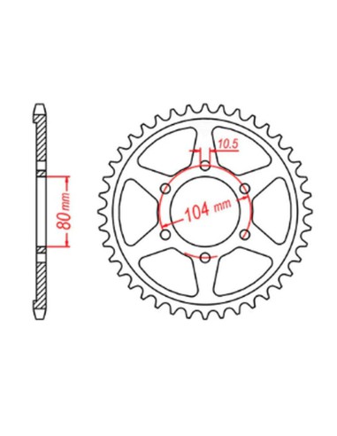 MTX PARTS ZĘBATKA TYLNA 4542 41 KAWASAKI ZZR 1400 (06-10) (ŁAŃC. 530) (JTR1493.41)