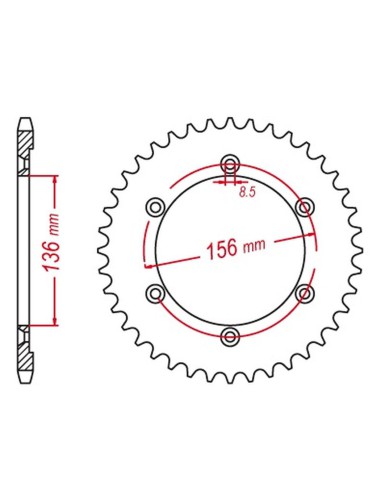 MTX PARTS ZĘBATKA TYLNA 4365 43 SUZUKI DR 650 SE '96-'12 (JTR1791.43) (ŁAŃC. 525)