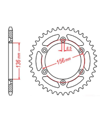 MTX PARTS ZĘBATKA TYLNA 702 43 HUSQVARNA SM 610 '08-'09, SUZUKI DR350 '90-'03, RGV 250 '91-'96 (JTR822.43) (ŁAŃC. 520)