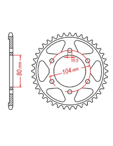 MTX PARTS ZĘBATKA TYLNA 4359 42 KAWASAKI Z 1000 '03-'06, ABS '10-'13 (JTR1489.42) (ŁAŃC. 525)