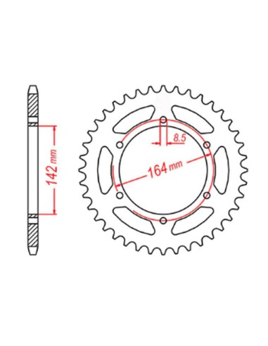 MTX PARTS ZĘBATKA TYLNA 4589 44 HYOSUNG GT 650 '04-'15 (JTR1074.44) (ŁAŃC. 525)