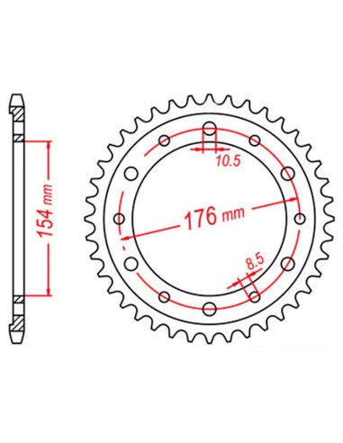 MTX PARTS ZĘBATKA TYLNA 4434 43 HONDA VFR750, VFR800 V-TEC '02-'14, VFR800X CROSSRUNNER '11-'15 (JTR1340.43) (ŁAŃC. 530)