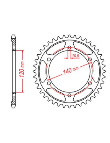 MTX PARTS ZĘBATKA TYLNA 498 42 KAWASAKI VN 800 CLASSIC '96-'06, VN 800 VULKAN '97-'05 (JTR499.42) (ŁAŃC. 530)