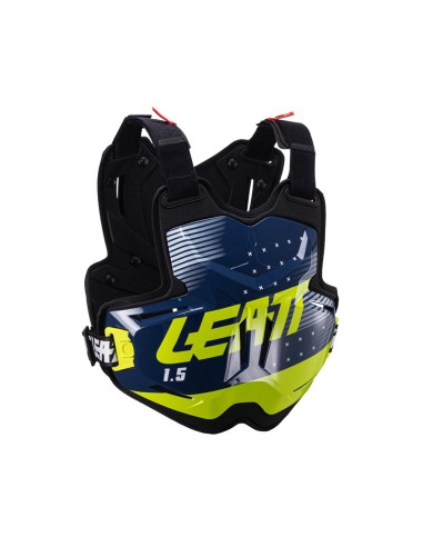 LEATT NOWOŚĆ OSŁONA KLATKI PIERSIOWEJ (BUZER) CHEST PROTECTOR 1.5 TORQUE BLUE KOLOR GRANATOWY/ŻÓŁTY FLUO ROZMIAR UNIWERSALNY