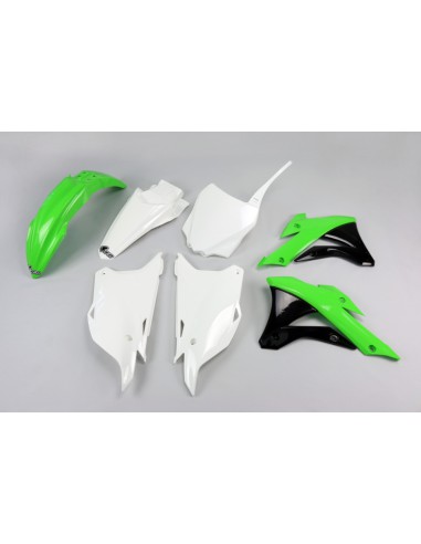 UFO KOMPLET PLASTIKÓW KAWASAKI KX 85 '14-'21 KOLOR OEM '14-'15 (ZIELONY/BIAŁY/CZARNY)