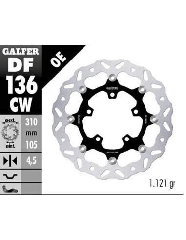 GALFER TARCZA HAMULCOWA PRZÓD HONDA CB 500X (ABS) '19-'21, CB 650R '19-'23 CBR 650R '19-'23 (WAVE FLOATING) (310X105X4.,5MM)