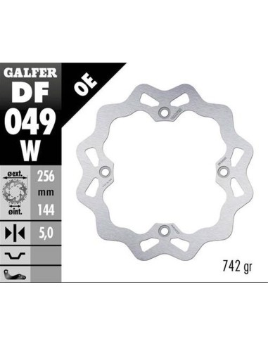 GALFER TARCZA HAMULCOWA TYŁ HONDA XRV 750 AFRICA TWIN '90- CMX 1100 REBEL '21- NT 1100 '22- (WAVE FIXED) (256X144X5MM)