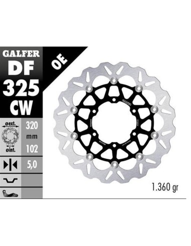 GALFER TARCZA HAMULCOWA PRZÓD SUZUKI GSXR 1000R '16- (WAVE FLOATING) (320X102X5MM)