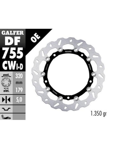 GALFER TARCZA HAMULCOWA PRZÓD BMW S 1000R/RR/XR '09-'22 (LEWA) (WAVE FLOATING) (320X179X5MM)