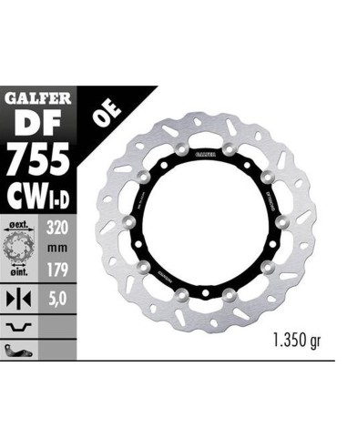 GALFER TARCZA HAMULCOWA PRZÓD BMW S 1000R/RR/XR '09-'22 (PRAWA) (WAVE FLOATING) (320X179X5MM)