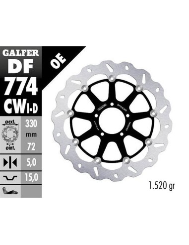 GALFER TARCZA HAMULCOWA PRZÓD DUCATI 1098 '07-'08 1198S/R '09- 1103/1199/1299 PANIGALE '12- MULTISTRADA 1103 V4 '21-23 (PRAWA)