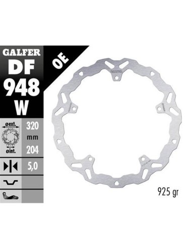 GALFER TARCZA HAMULCOWA PRZÓD KTM RC 125 '22-'23 RC 200 '22-23 RC 390 '22'23 (WAVE FIXED) (320X204X5MM)