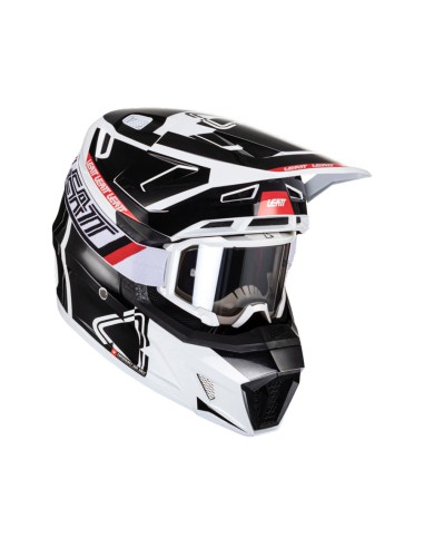 LEATT NOWOŚĆ KASK MOTO 7.5 V24 (+GOGLE VELOCITY 4.5 GRATIS) HELMET KIT BLACK/WHITE KOLOR CZARNY/BIAŁY/CZERWONY ROZMIAR S (55-56