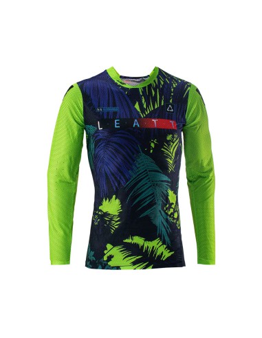 LEATT NOWOŚĆ KOSZULKA MOTO 5.5 ULTRAWELD JERSEY JUNGLE KOLOR CZARNY/GRANATOWY/ZIELONY FLUO ROZMIAR S