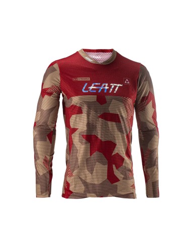 LEATT NOWOŚĆ KOSZULKA MOTO 5.5 ULTRAWELD JERSEY RUBYSTONE KOLOR CZERWONY/BRĄZOWY CAMO ROZMIAR XL