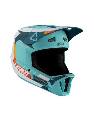 LEATT NOWOŚĆ KASK ROWEROWY MTB GRAVITY 2.0 V24 HELMET FUEL KOLOR TURKUSOWY/BIAŁY/POMARAŃCZOWY ROZMIAR M (57-58 cm)