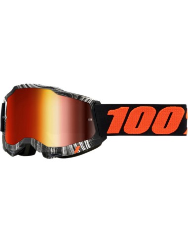 100 PROCENT GOGLE MODEL ACCURI 2 GEOSPACE - MIRROR RED LENS - KOLOR CZARNY/BIAŁY/POMARAŃCZOWY SZYBKA CZERWONE LUSTRO