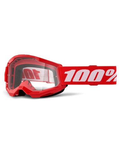 100 PROCENT GOGLE MODEL STRATA 2 RED - CLEAR LENS - KOLOR CZERWONY/BIAŁY SZYBKA PRZEŹROCZYSTA