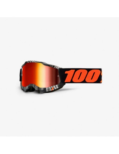 100 PROCENT GOGLE MODEL ACCURI 2 YOUTH JUNIOR GEOSPACE - MIRROR RED LENS - KOLOR CZARNY/BIAŁY/POMARAŃCZOWY SZYBKA CZERWONE