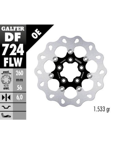 GALFER TARCZA HAMULCOWA PRZÓD HARLEY-DAVIDSON (260X56X6) PŁYWAJĄCA (WAVE DISC FLOATING) (PATRZ OPIS)