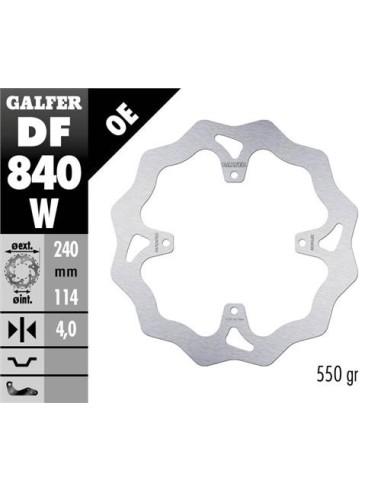 GALFER TARCZA HAMULCOWA TYŁ TM RACING MX 125-530 15-21, EN 125-530 '15-21, SMR 450/530/660 '15- (240X114X4MM) (4X6,25MM) WAVE