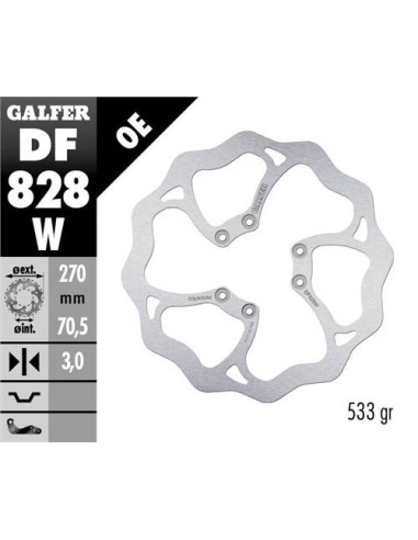 GALFER TARCZA HAMULCOWA PRZÓD TM RACING EN 125/250/450/530 '04-14, EN 125/300 '15-21, MX 125-530 '05- (270X70,5X3MM) (6X6,5MM)