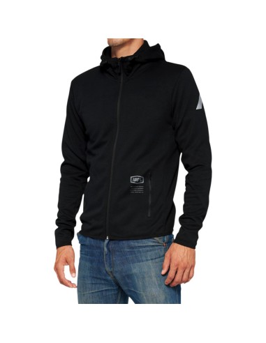 100 PROCENT TECH ZIP HOODIE BLACK - KURTKA SOFTSHELL Z KAPTUREM MODEL VICEROY BLACK KOLOR CZARNY ROZMIAR M