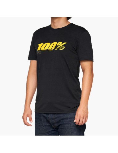 100 PROCENT KOSZULKA CODZIENNA Z KRÓTKIM RĘKAWEM (T-SHIRT) MODEL SPEED KOLOR CZARNY/ŻÓŁTY ROZMIAR M