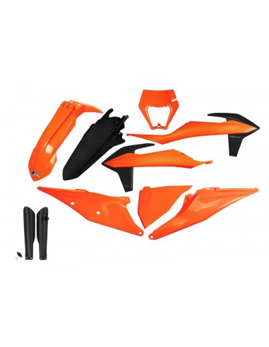 UFO KOMPLET PLASTIKÓW (FULL KIT) Z OSŁONAMI TELESKOPÓW (AMORTYZATORÓW) KTM EXC 125 '20-'21, EXC 250 / 300 TPI '20-'23, EXC-F 250