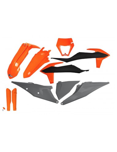 UFO KOMPLET PLASTIKÓW (FULL KIT) Z OSŁONAMI TELESKOPÓW (AMORTYZATORÓW) KTM EXC 125 '20-'21, EXC 250 / 300 TPI '20-'23, EXC-F 250