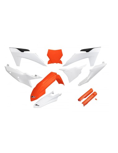 UFO KOMPLET PLASTIKÓW (FULL KIT) Z OSŁONAMI TELESKOPÓW (AMORTYZATORÓW) KTM SX 125 / 250 / 300 TBI '23-'24, SX-F 250 / 350 / 450