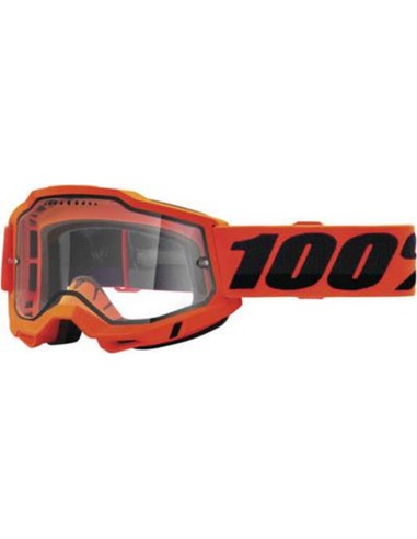 100 PROCENT GOGLE MODEL ACCURI 2 ENDURO MOTO ORANGE - DUAL CLEAR LENS - KOLOR POMARAŃCZOWY/CZARNY SZYBKA PRZEŹROCZYSTA PODWÓJNA