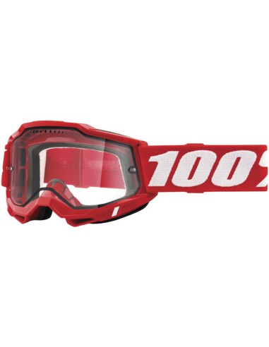 100 PROCENT GOGLE MODEL ACCURI 2 ENDURO MOTO RED - DUAL CLEAR LENS - KOLOR CZERWONY/BIAŁY SZYBKA PRZEŹROCZYSTA PODWÓJNA