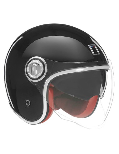 NOX PREMIUM KASK OTWARTY JET HERITAGE SOLID KOLOR CZARNY POŁYSK ROZMIAR S