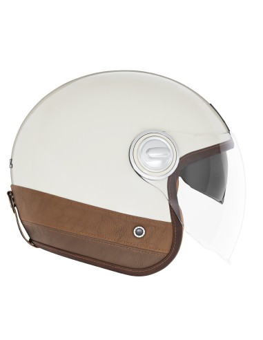 NOX PREMIUM KASK OTWARTY JET HERITAGE LEATHER KOLOR KREMOWY/BRĄZOWY ROZMIAR XL