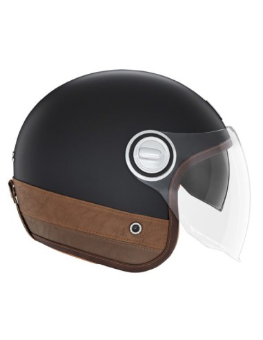 NOX PREMIUM KASK OTWARTY JET HERITAGE LEATHER KOLOR CZARNY/BRĄZOWY ROZMIAR L