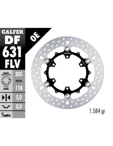 GALFER TARCZA HAMULCOWA PRZÓD BMW K100/K1100/R850/R1100 (305X118X5)