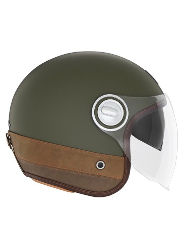 NOX PREMIUM KASK OTWARTY JET HERITAGE LEATHER KOLOR KHAKI/BRĄZOWY ROZMIAR M