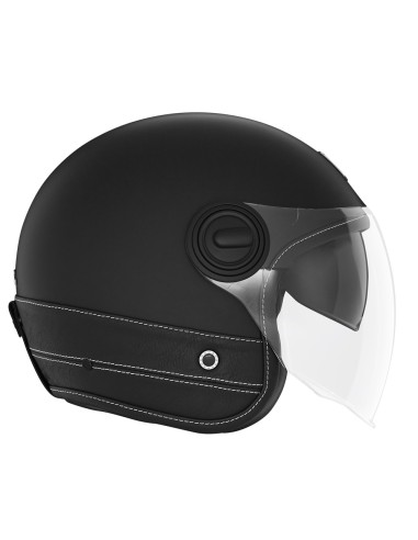 NOX PREMIUM KASK OTWARTY JET HERITAGE LEATHER KOLOR CZARNY MAT/CZARNY ROZMIAR L