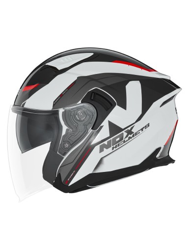 NOX KASK OTWARTY JET Z BLENDĄ N130 KLINT KOLOR BIAŁY/CZERWONY ROZMIAR S