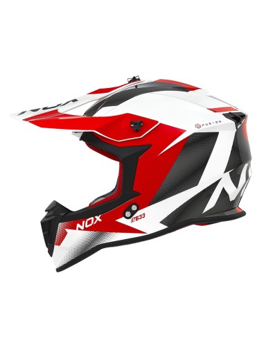 NOX KASK CROSS / OFFROAD N633 FUSION KOLOR BIAŁY/CZERWONY ROZMIAR S (ZAPIĘCIE MIKROMETRYCZNE)