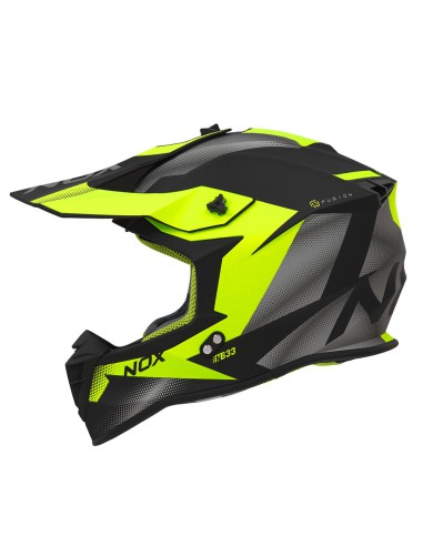 NOX KASK CROSS / OFFROAD N633 FUSION KOLOR CZARNY MAT/ŻÓŁTY FLUO ROZMIAR L (ZAPIĘCIE MIKROMETRYCZNE)