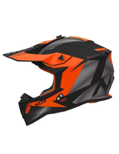 NOX KASK CROSS / OFFROAD N633 FUSION KOLOR CZARNY MAT/POMARAŃCZOWY ROZMIAR M (ZAPIĘCIE MIKROMETRYCZNE)